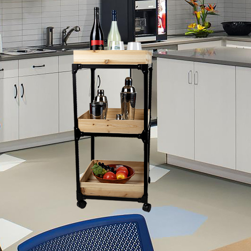 Mind Reader 3Tier Rolling Beverage Utility Cart With PullOut Shelf